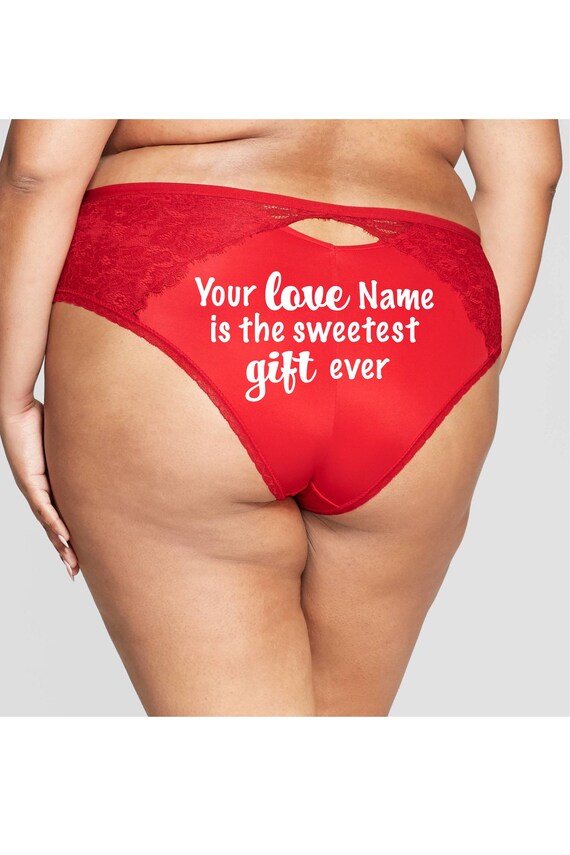 Personalize Your Love is the sweetest gift ever red Plus Size cheeky panty *Fast Shipping* Holiday Gift, Funny Christmas, Stocking Stuffer