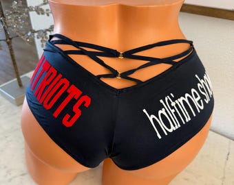 Victoria Secret Blue Cotton Football Panties, Lace Cheeky Underwear