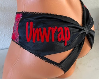 Unwrap Me red plaid Victoria Secret Very Sexy Strappy Mesh Bow Cheeky Panty * FAST SHIPPING * | Christmas Gift | Stocking Stuffer | Lingerie