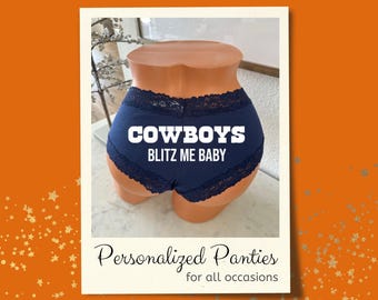 Cowboys Blitz Me Baby Blue Victoria’s Secret Cheeky Panties | Personalized NFL Game Day Lingerie | Football Fan Gift
