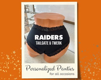 Raiders Tailgate and TWERK Black Victoria’s Secret Cheeky Panties | Personalized NFL Game Day Lingerie | Football Fan Gift