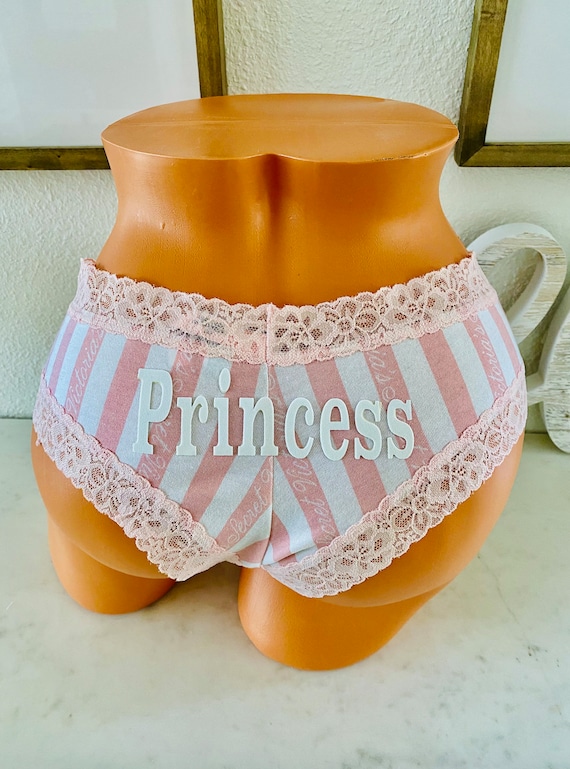 Princess Iconic Pink and White Stripe All Cotton Victoria Secret Cheeky  Underwear FAST SHIPPING 