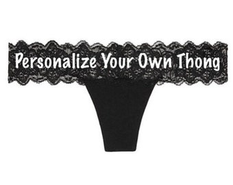 Personalize Your Own Victoria Secret Black Lace Waist Thong * FAST SHIPPING *