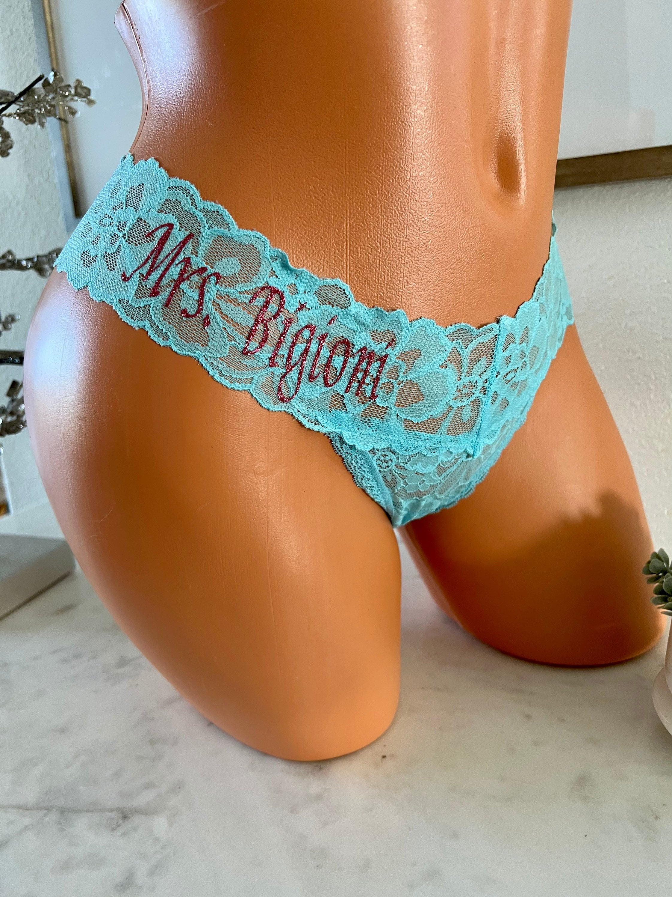 Personalized Victoria Secret Blue Lace up Thong FAST SHIPPING Bridal Shower  Gift, Brides Something Blue, Bride to Be, Wedding Panties 