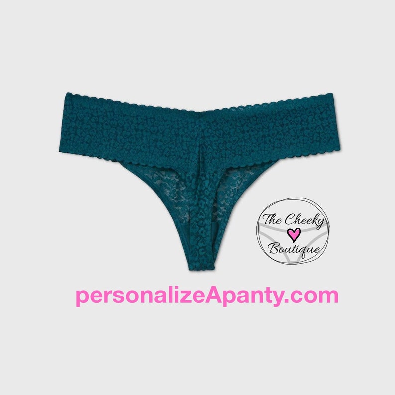 2XL * FAST SHIPPING * Future Mrs Plus Size Womens Underwear Sizes X XL Plus Size Teal Allover Lace Thong with date 3XL and 4XL