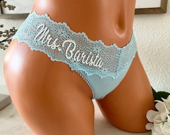 Personalized Mrs. Victoria Secret Light Blue Thong * FAST SHIPPING * Bridal Shower Gift, Brides Something Blue, Bride to be, Wedding Panties