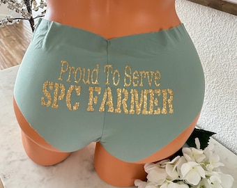 Proud To Serve Military Rank and Name with rank insignia on the front of a  Victoria Secret No Show Cheeky Panty *FAST SHIPPING*