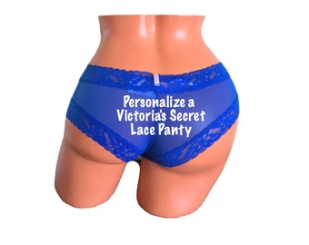 Personalize a Victoria's Secret Blue Lace Cheeky Panty - Size Medium Only