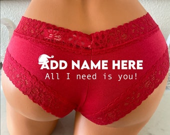 All I need is you Red Victoria Secret personalized panties | FAST SHIPPING | Christmas Lingerie | Stocking Stuffer Idea | Christmas Bride