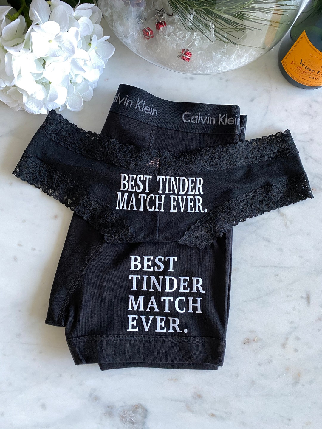 Calvin Klein and Victoria Secret Black Couples Best Tinder Match Ever  Personalized Boxer Briefs Personalized Panties FAST SHIPPING -  Sweden