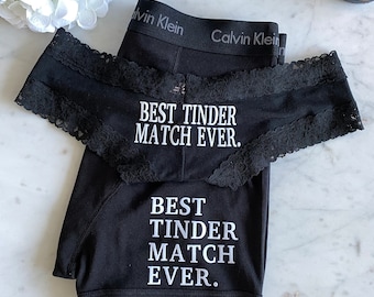 Calvin Klein and Victoria Secret Black Couples Best Tinder Match Ever | Personalized Boxer Briefs | Personalized Panties | FAST SHIPPING