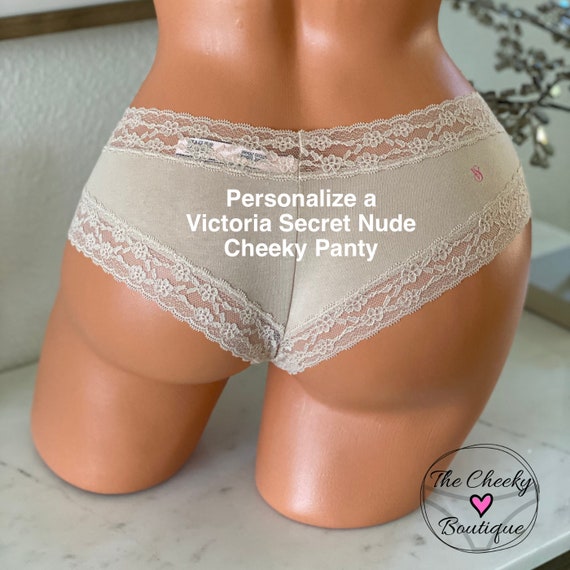 Personalized Panties, Customize With Your Own Words a Victoria Secret Nude  All Cotton Cheeky Panty FAST SHIPPING 