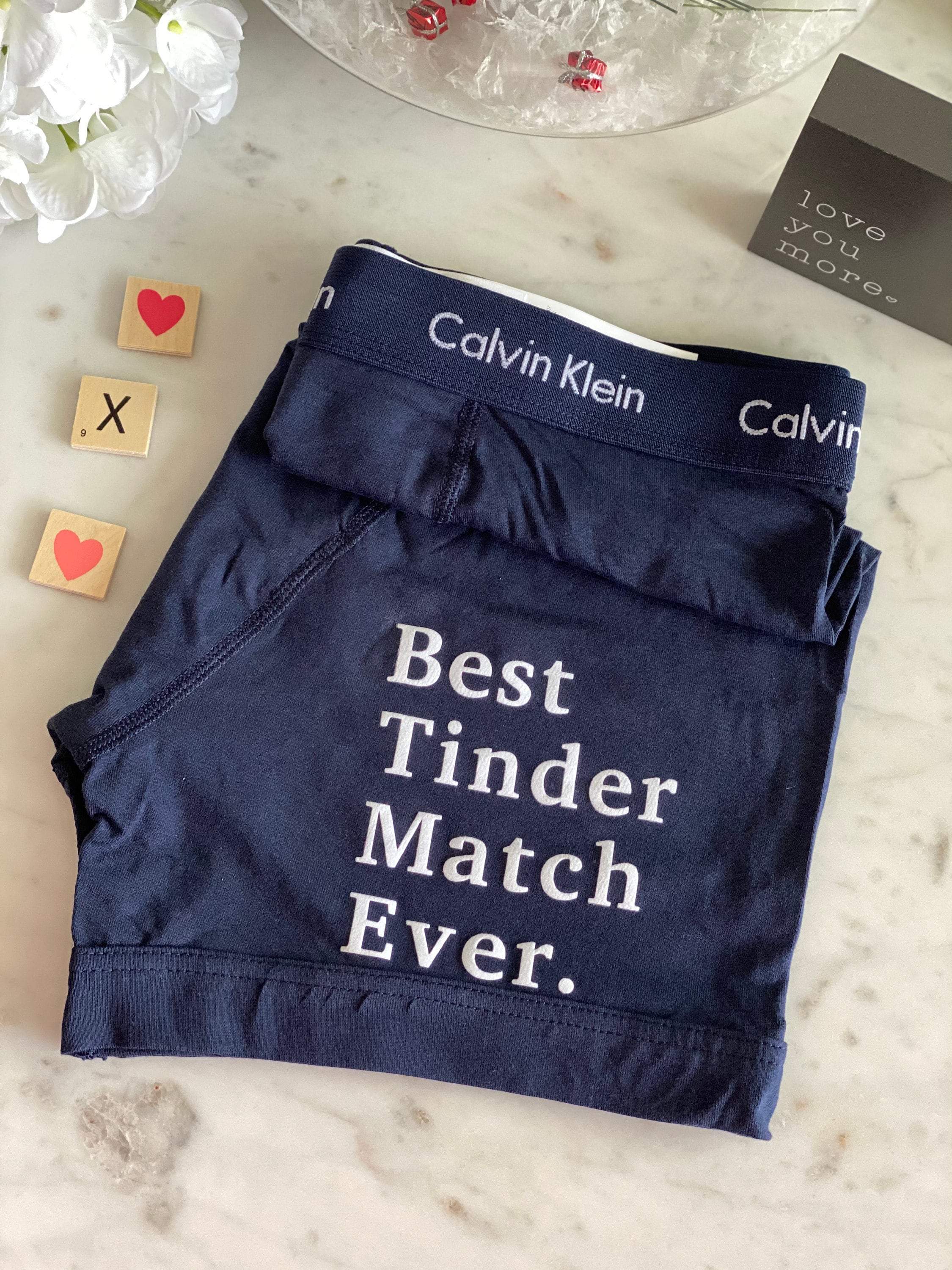 Best Tinder Match Ever Blue Calvin Klein Boxer Brief, Fast Shipping, Birthday  Gift, Cotton Anniversary, Personalized Underwear, Etsy Sale