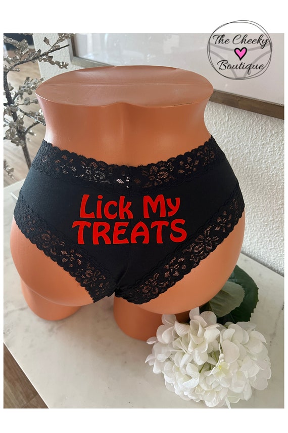 Lick My Treats Victoria Secret Black Cotton Cheeky Panty FAST SHIPPING Halloween  Underwear Halloween Panties Halloween Lingerie 