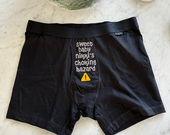 Personalize chocking hazard Mens Boxer Briefs | FAST SHIPPING | Men's Personalized Underwear | Gift for Husband | Gift for Him