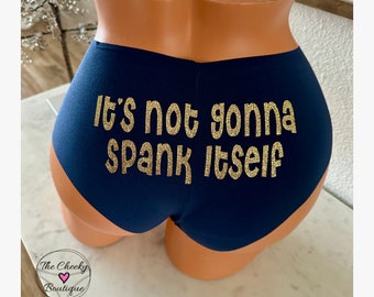 Its not going to spank itself personalized on a authentic Victoria Secret No-Show Cheeky Navy Blue Panty ** FAST SHIPPING **