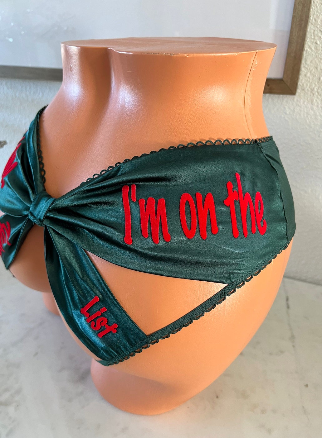 Spank Me I'm on the naughty list green Victoria Secret Very Sexy Strappy  Mesh Bow Cheeky Panty * FAST SHIPPING * Christmas Lingerie