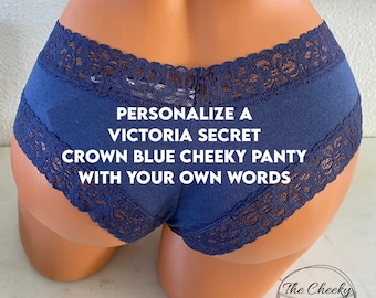 Personalize a Victoria Secret Blue All Cotton Cheeky Panty * FAST SHIPPING * | Christmas Panties | Stocking Stuffer Idea | Lingerie