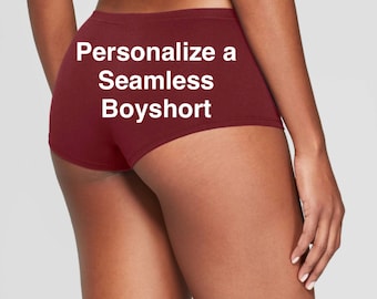 Red Seamless Boyshort personalize with your own words FAST SHIPPING