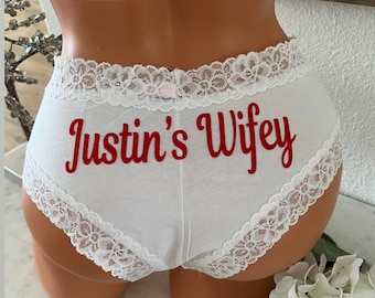 Personalized Wifey Panties, Victorias Secret all cotton cheeky, Brides Something Blue, Bridal Shower Gift, FAST SHIPPING, Wedding Lingerie