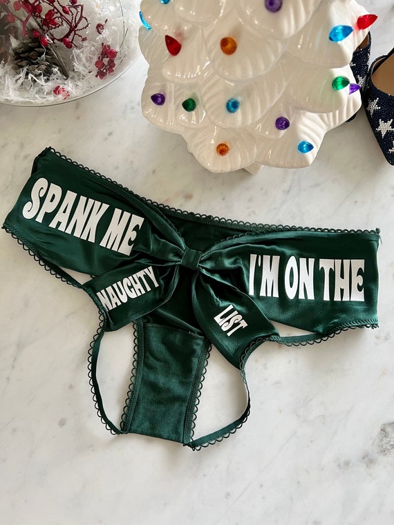 Spank Me I'm on the Naughty List Green Victoria Secret Very Sexy Strappy  Mesh Bow Cheeky Panty FAST SHIPPING Christmas Lingerie -  Canada
