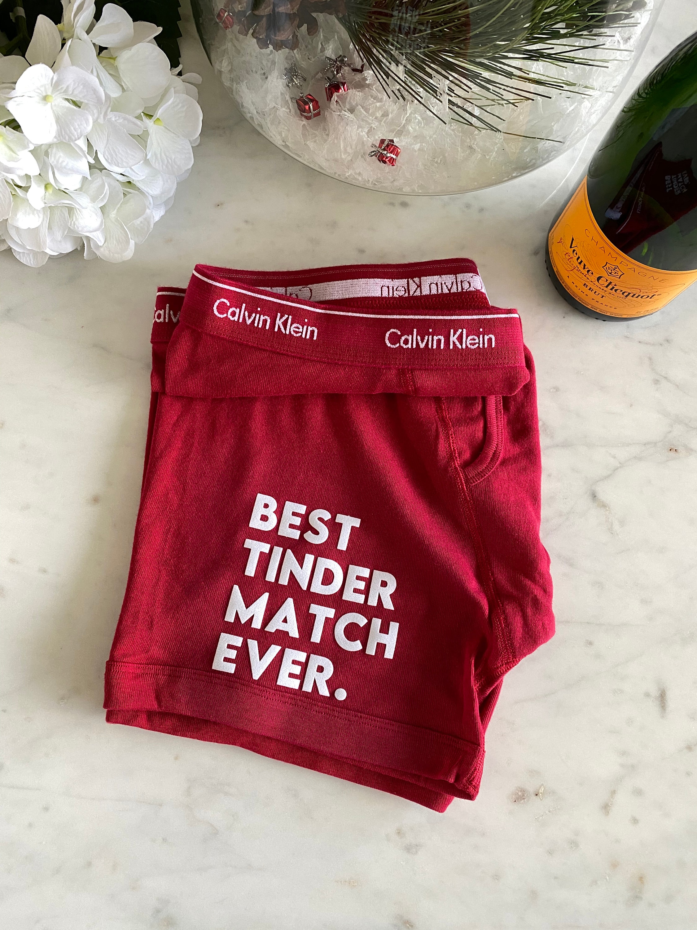Best Tinder Match Ever Red Calvin Klein Boxer Brief, Fast Shipping,  Anniversary Gift, Cotton Anniversary, Personalized Underwear,  Sale