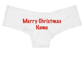 Merry Christmas personalized panties ... Authentic Victoria's Secret Cotton Lace Waist Cheeky Panty * FAST SHIPPING *