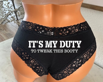 Its my duty to twerk this booty black Victoria Secret cheeky panty *FAST SHIPPING* Personalized Panties