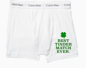 Best Tinder Match Ever White Calvin Klein Boxer Brief, Fast Shipping, Birthday Gift, Cotton Anniversary, Personalized Underwear, Etsy Sale