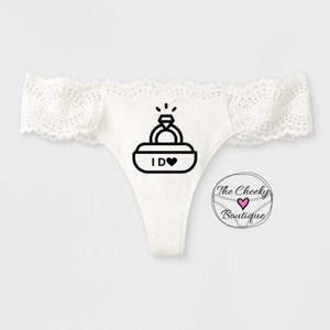 Personalized White Bridal Thong, monogrammed thong, I DO personalized thong, wedding underwear, bridal gift, bridal panty, wedding lingerie