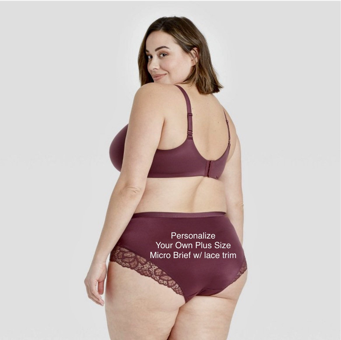 Personalize your own plus size Burgundy Brief panties with Lace Trim on the  bottom * FAST SHIPPING * Valentines Underwear