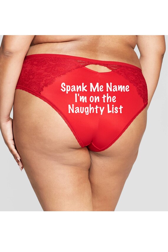 Spank Me I'm on the Naughty List red Plus Size cheeky panty *Fast Shipping* Holiday Gift, Funny Christmas Gift, Stocking Stuffer