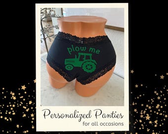 Personalized Black Victoria's Secret Cheeky Panties: "Plow Me"