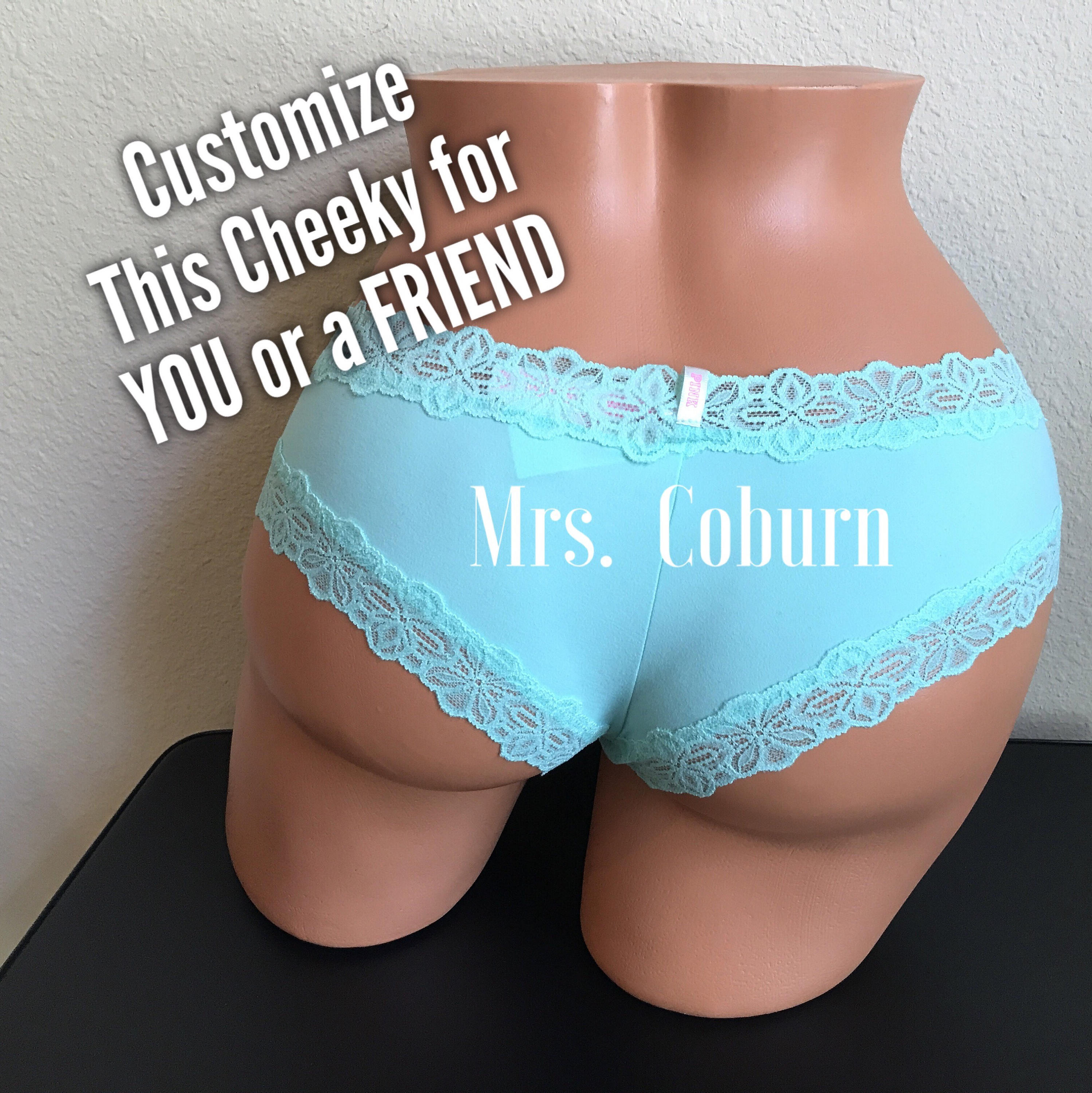 Mint green cotton Victoria Secret Personalized Panties Size Medium Custom Underwear Bridal