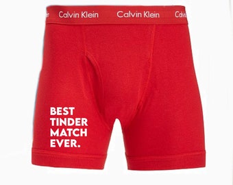 Best Tinder Match Ever Red Calvin Klein Boxer Brief, Fast Shipping, Anniversary Gift, Cotton Anniversary, Personalized Underwear, Etsy Sale