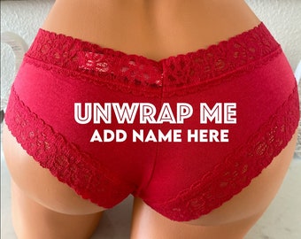 Unwrap Me Red Victoria Secret personalized panties | FAST SHIPPING | Christmas Lingerie | Stocking Stuffer Idea | Christmas Bride Panties