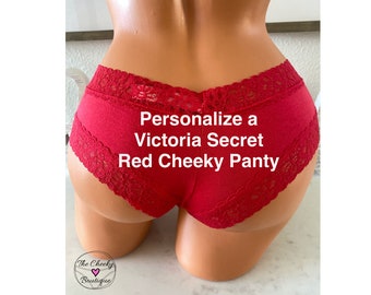 Custom Underwear | Red Victoria Secret Cheeky Panty | Personalized Panties | Personalize with your own words * Fast Shipping*