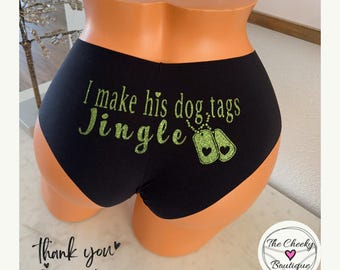 I make his dog tags jingle black Victoria Secret No Show Cheeky Panty *FAST SHIPPING* Military Wife, Girlfriend, Support Your Soldier