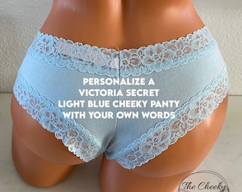 Personalize this Victoria Secret Light Blue Panty with your own words * FAST SHIPPING * Bride Something Blue, Bride Panty, Panty Game Panty