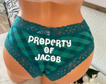 Custom Panty - Property of Green Plaid Victorias Secret All Cotton Cheeky Panty *FAST SHIPPING*