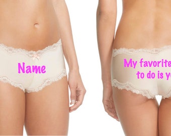 Personalized My Favorite Thing To Do Is You Ivory Lace Trim Panty, FAST SHIPPING, Customize for you or a friend