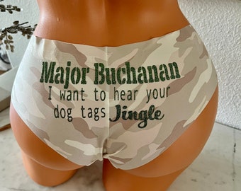 Custom Military Rank and Name I want to hear your dog tags jingle personalized panty, authentic Camo Victoria Secret Panty *FAST SHIPPING*