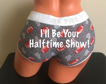 I'll Be Your Halftime Show Victoria Secret Football Logo Boyshorts * FAST SHIPPING * Football Panties, Gift for Him, Custom Underwear