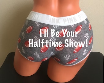 I'll Be Your Halftime Show Victoria Secret Football Logo Boyshorts * FAST SHIPPING * Football Panties, Gift for Him, Custom Underwear