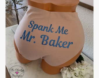 Spank Me Personalized Panties, color is nude and brand is Victoria Secret No Show cheeky panty | FAST SHIPPING