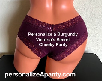 Personalize a Burgundy Victoria Secret cheeky panty * FAST SHIPPING * Bachelorette Party Gift, Bridal Shower Gift, Birthday Party Gift