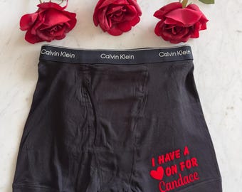 I have a heart on for Calvin Klein black personalized boxer briefs
