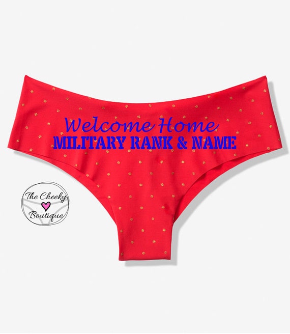Personalized Panties Welcome Home Military Rank and Name Victoria
