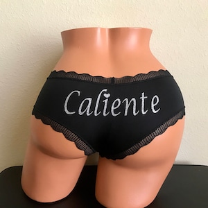 Customize a Black Cheeky Panty with your own words, FAST SHIPPING Personalized for a You or a Bride to Be
