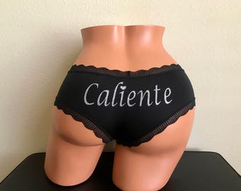 Customize a Black Cheeky Panty with your own words, FAST SHIPPING Personalized for a You or a Bride to Be